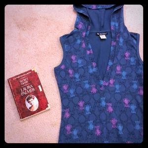 Owl Print V Neck Hoodie Tank Top 🦉